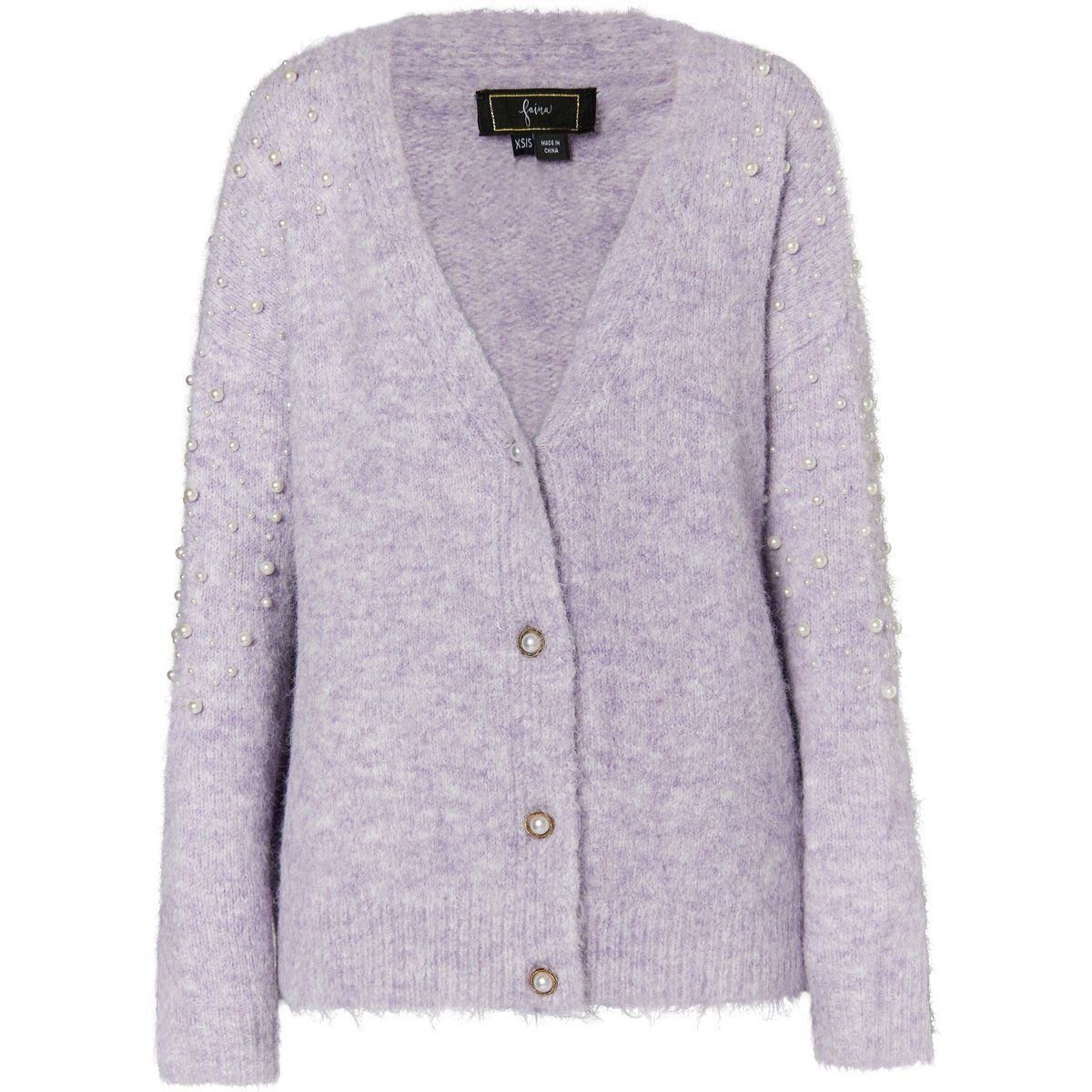 Oversized Strickjacke mit Perlenbesatz