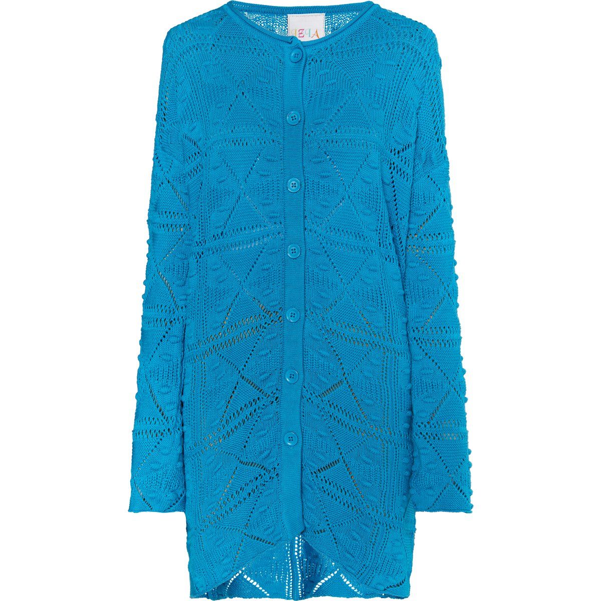 Lockerer Longcardigan mit Lochstrickmuster
