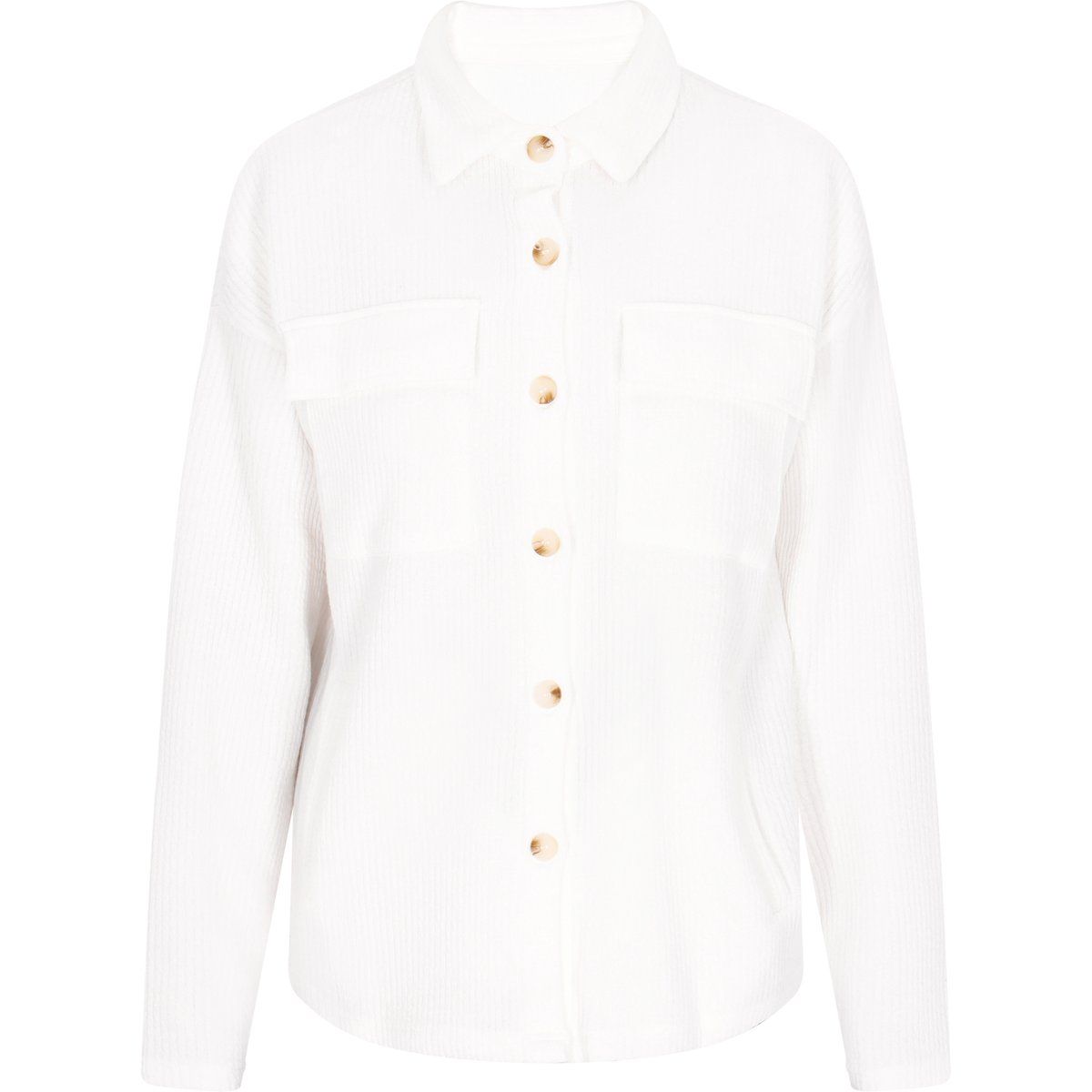 Strukturierte Ripp-Hemdjacke mit Knöpfen