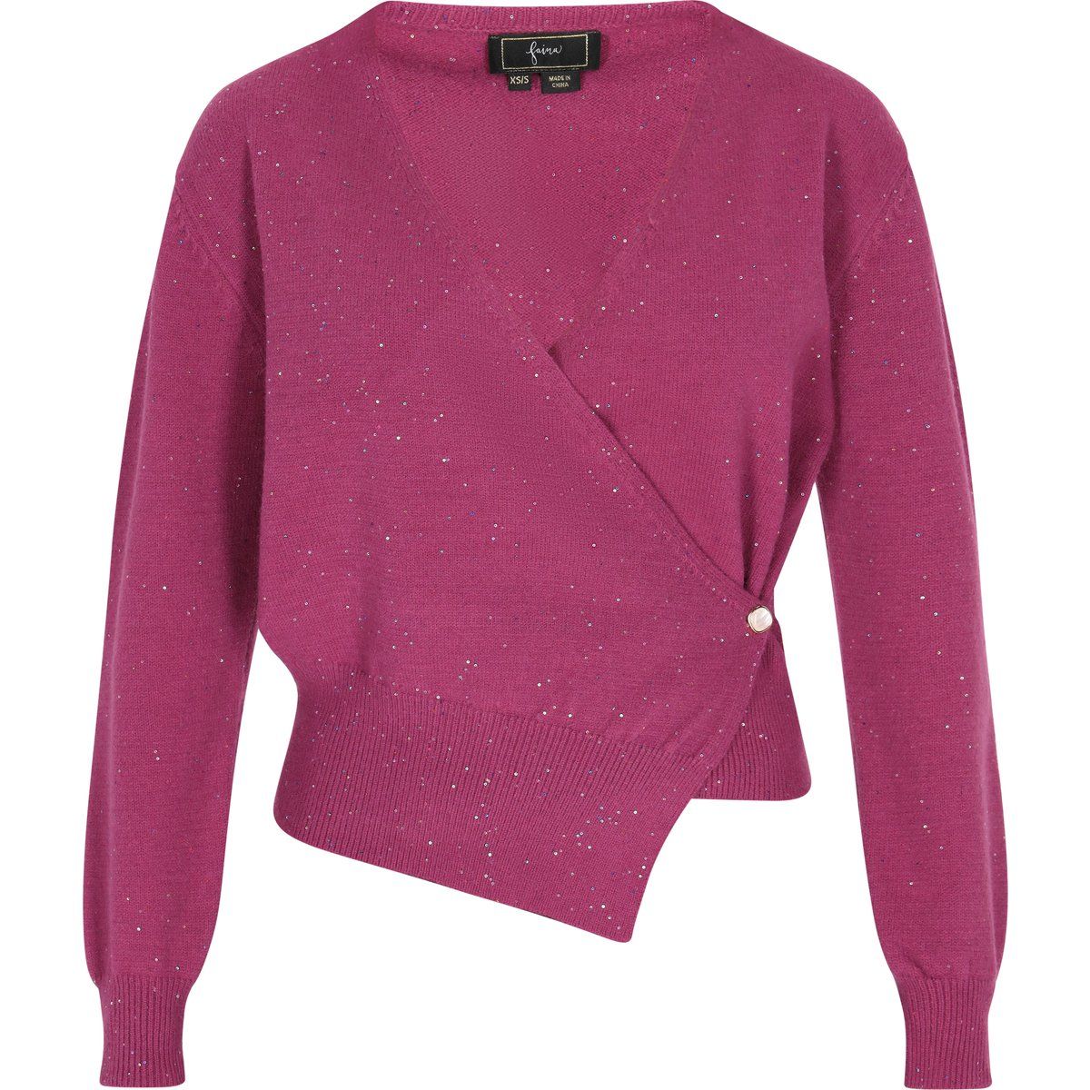 Glitzernde asymmetrische Wickel-Strickjacke