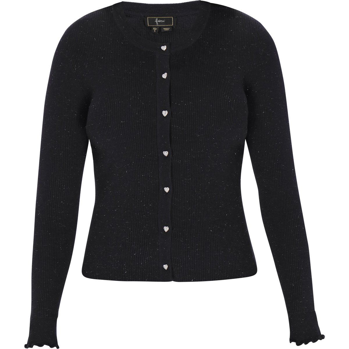 Gerippte Strickjacke mit Herzknöpfen