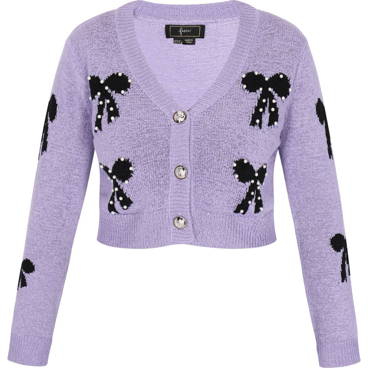 Strickjacke mit Perlen-Schleifen-Detail