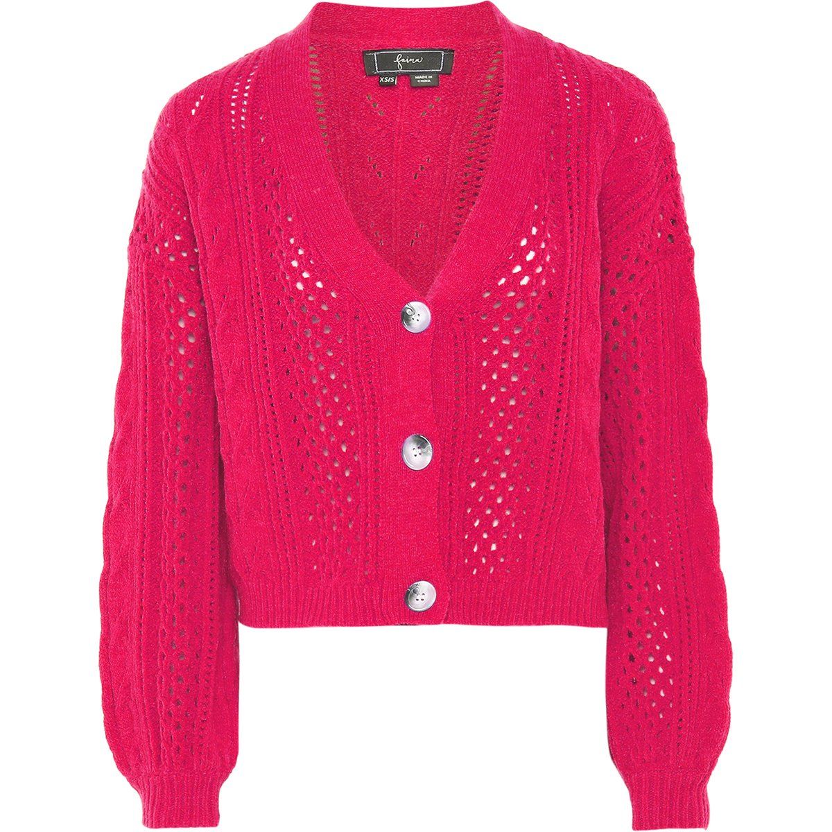 Eleganter Zopf- und Lochstrick-Cardigan