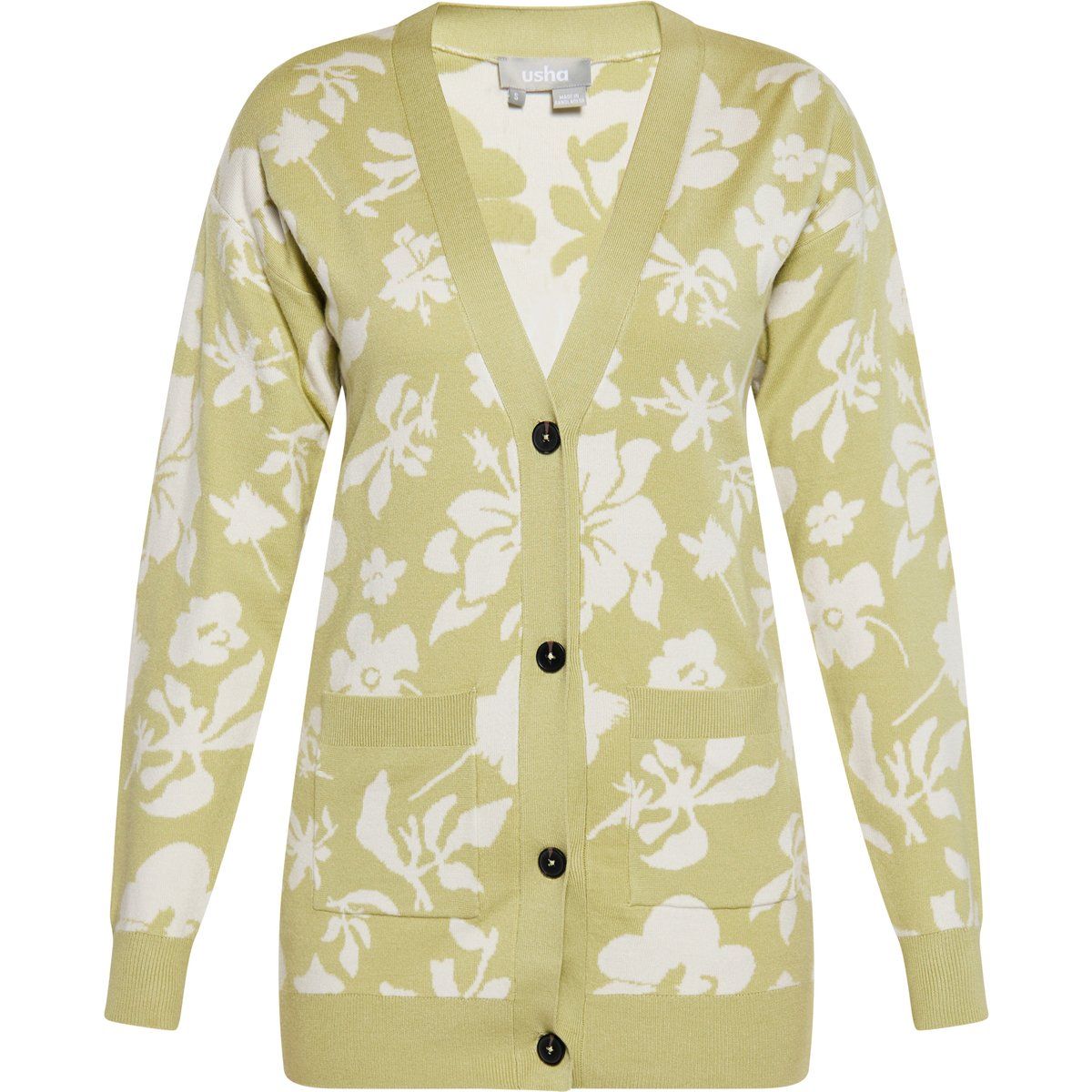 Strickjacke mit großem Blumenmuster
