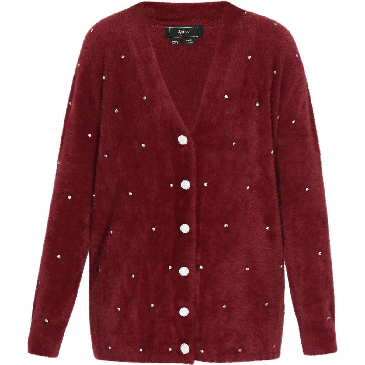Verzierte Strickjacke mit Glitzersteinen