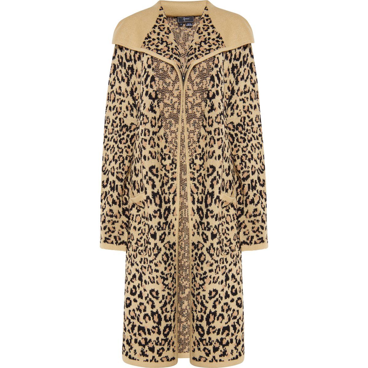 Langer Strickcardigan mit Leopardenmuster