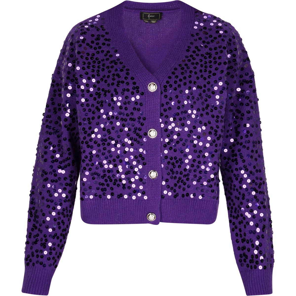 Glamouröse Strickjacke mit Pailletten-V-Ausschnitt
