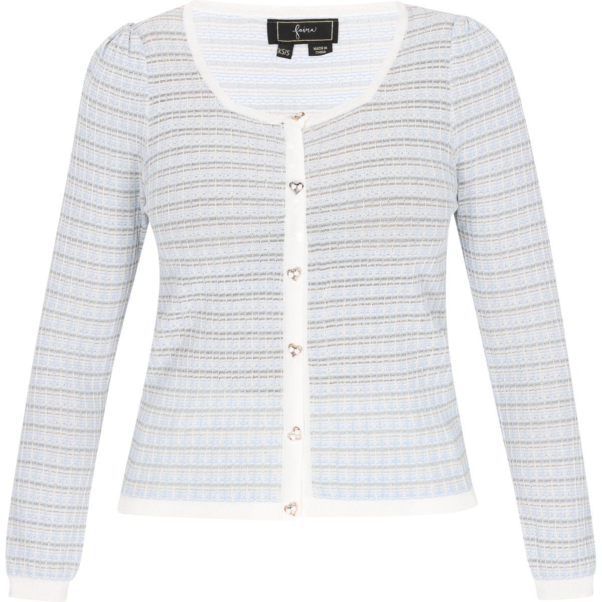 Strukturierte Strickjacke mit Herzknöpfen