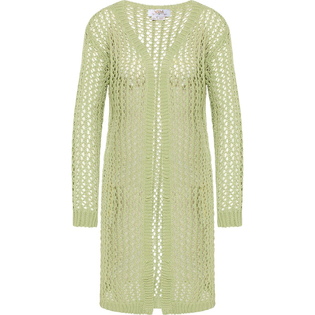 Offener Long-Cardigan in Häkeloptik