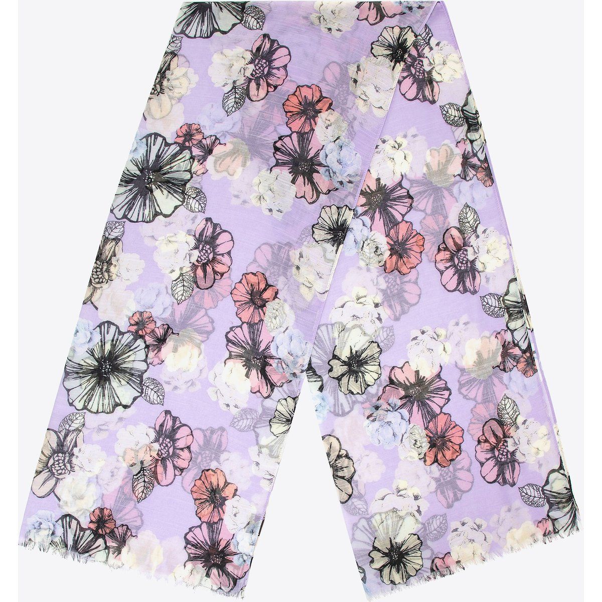 Leichter Schal mit Blumenmuster