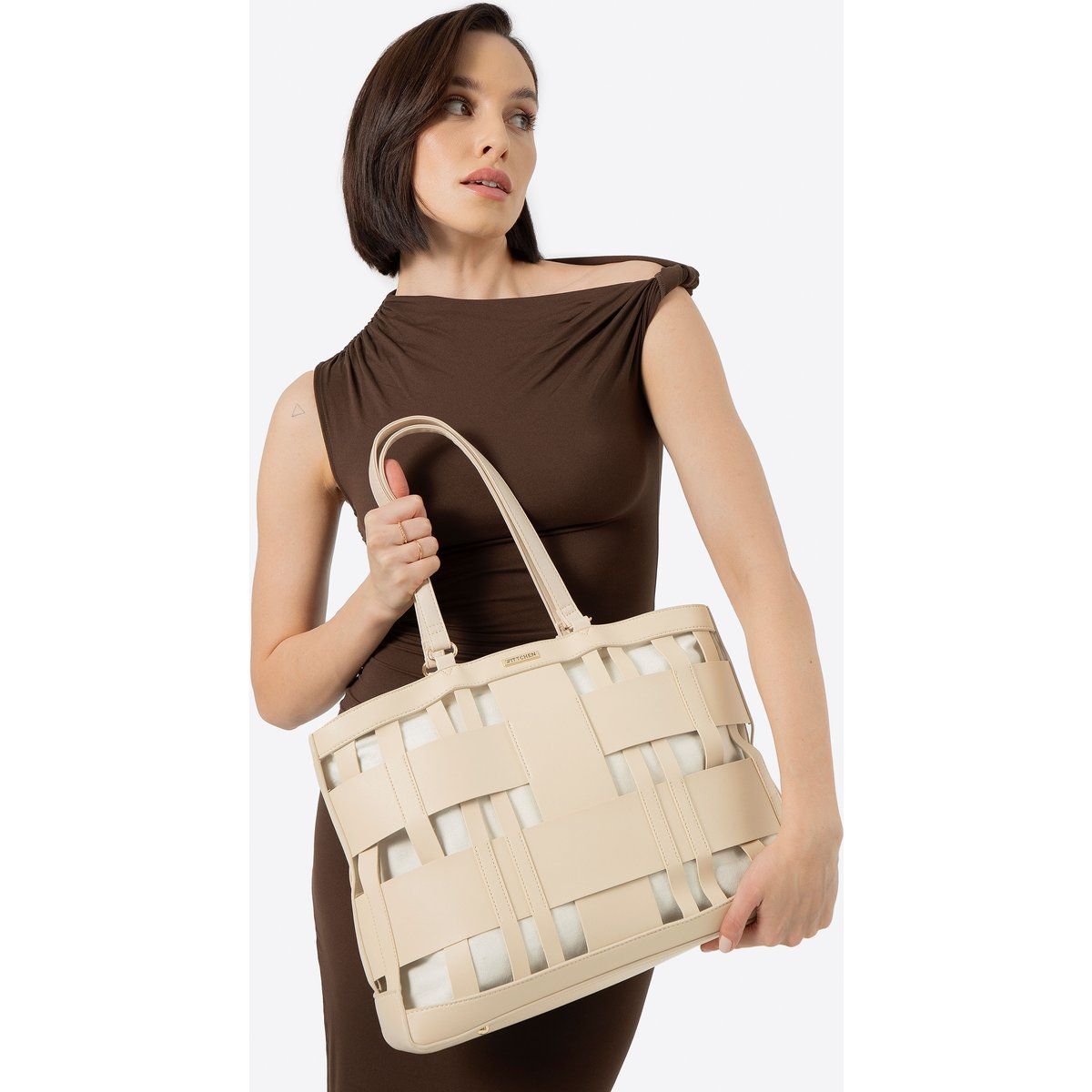 Geflochtene Shopper-Tasche aus Kunstleder