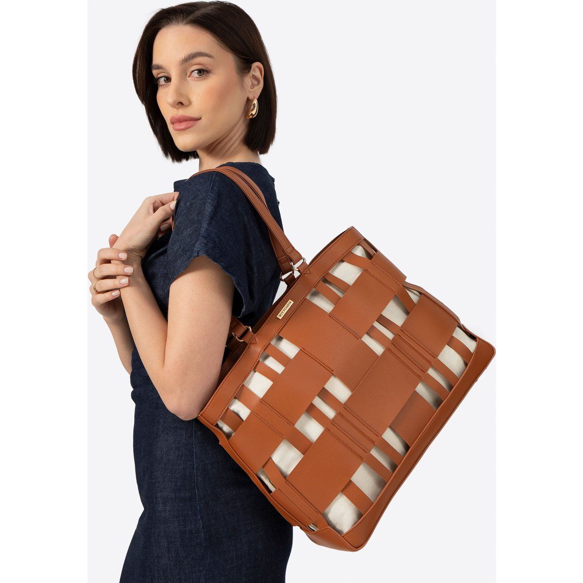 Geflochtene Shopper-Tasche aus Kunstleder