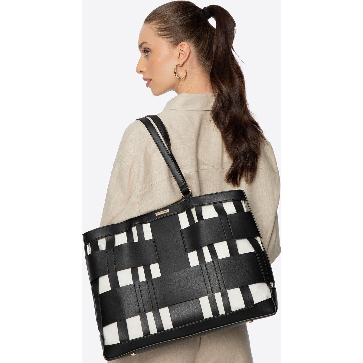 Geflochtene Shopper-Tasche aus Kunstleder
