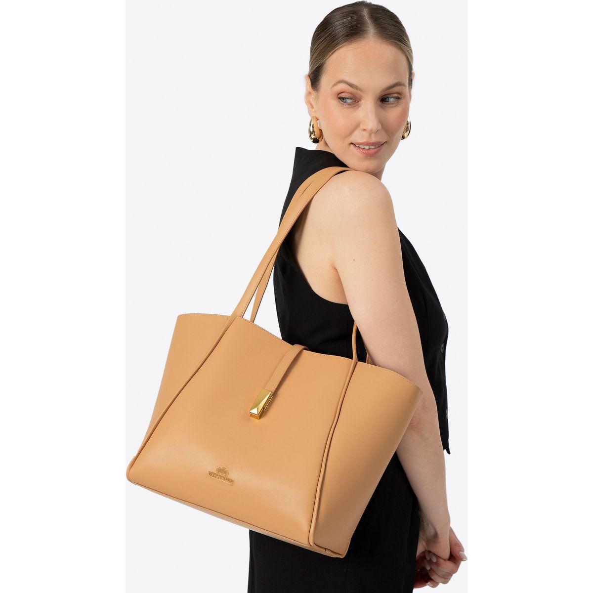 Elegante Leder-Shopper-Tasche mit Innentasche