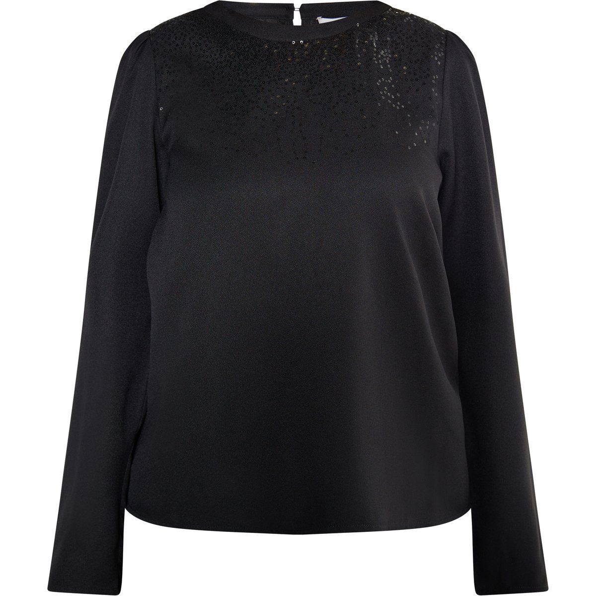 Pailletten-Bluse mit Puffärmeln