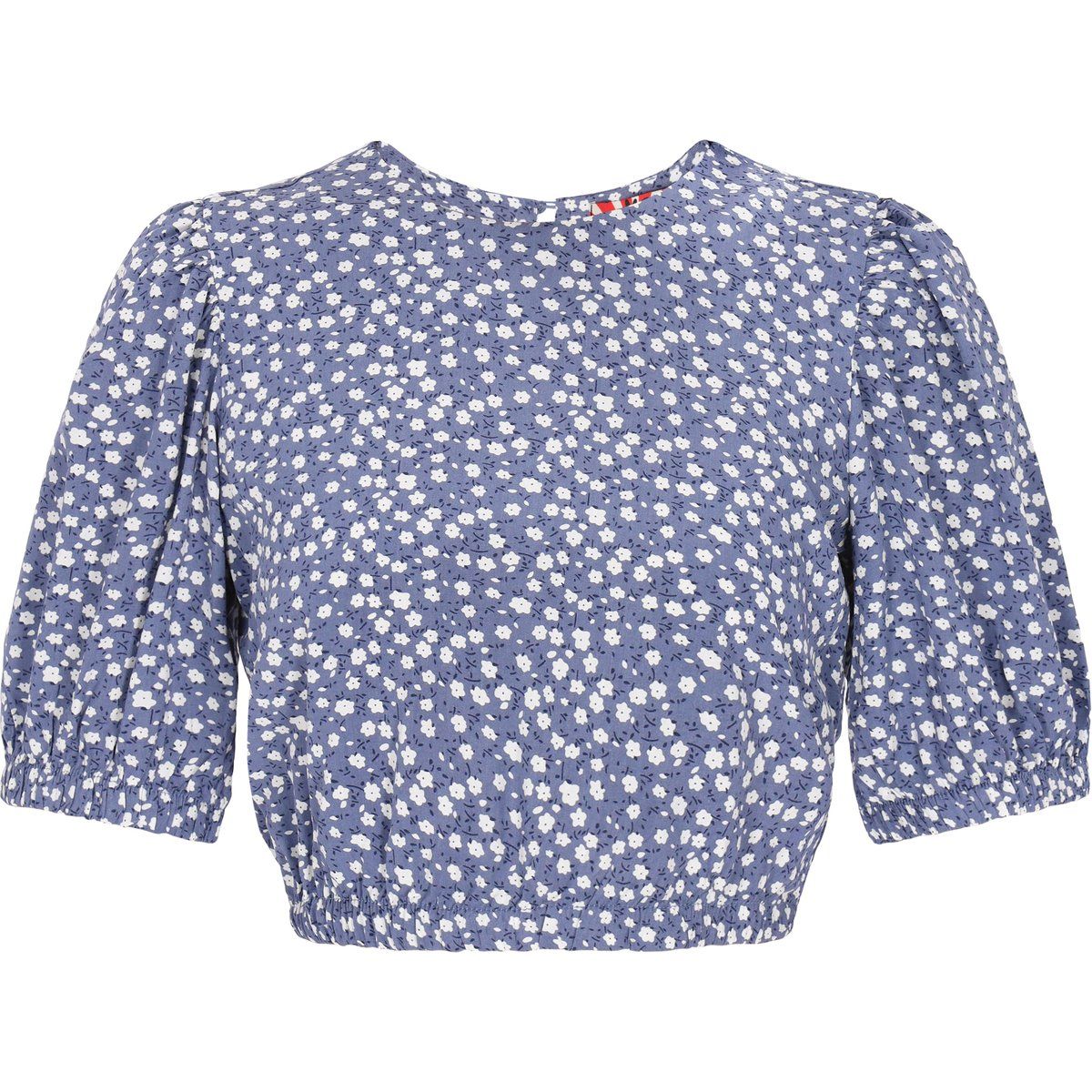 Geblümte Crop-Bluse mit Puffärmeln