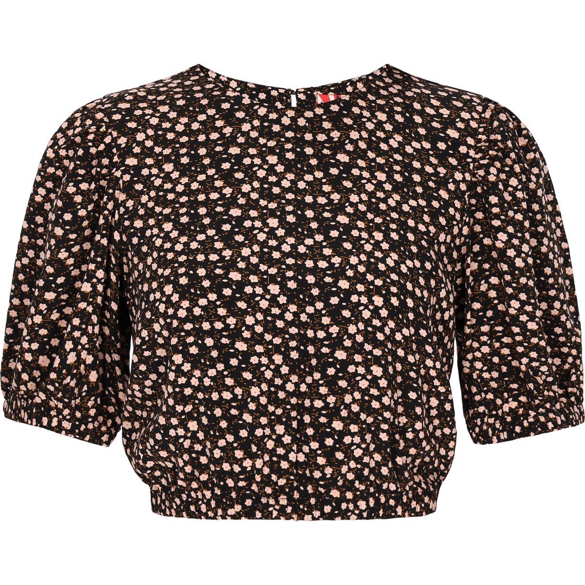 Kurze Bluse mit Blumenprint und Puffärmeln
