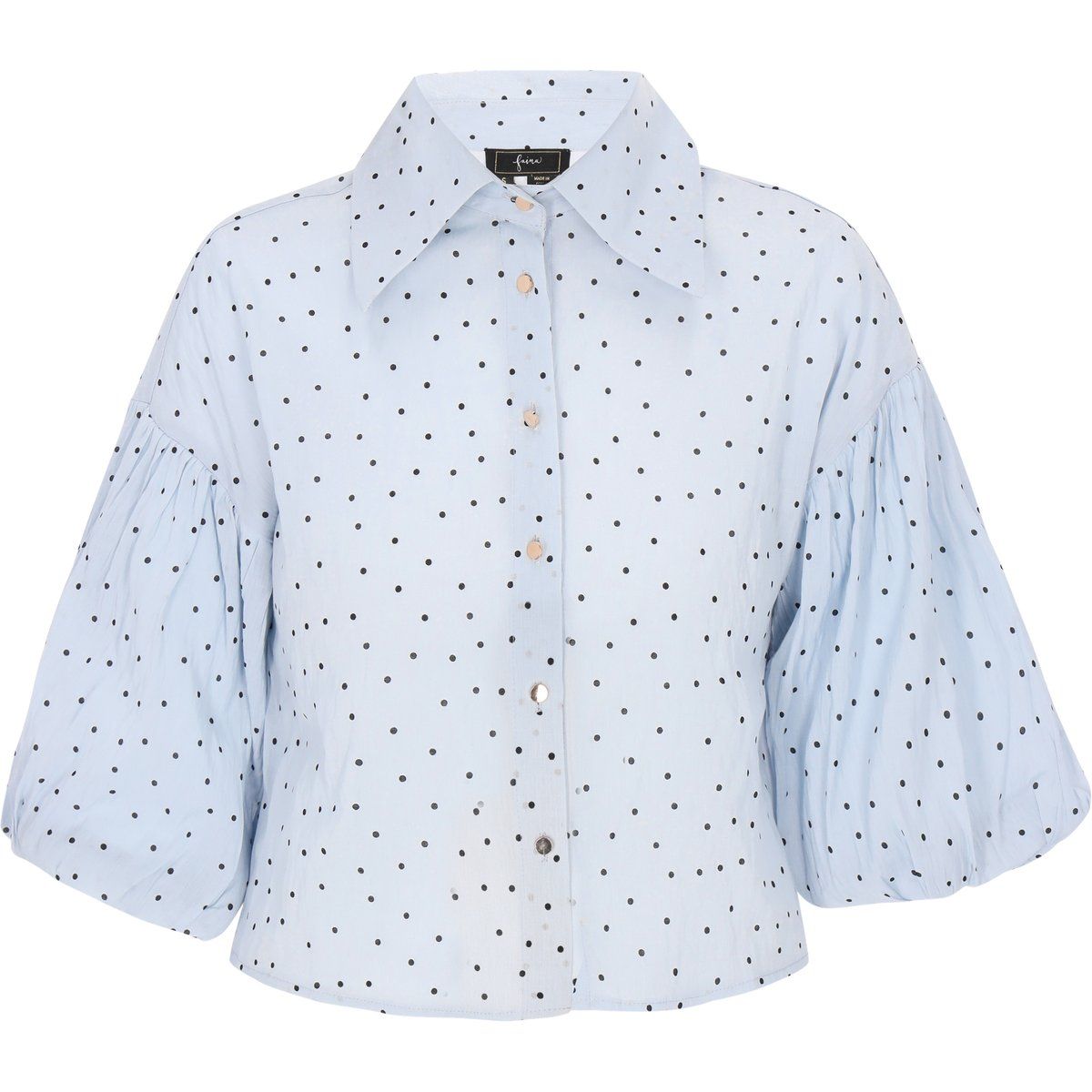 Polka-Dot-Bluse mit Puffärmeln