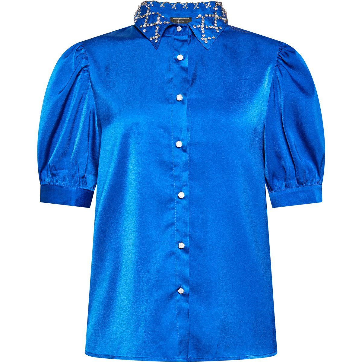 Satinbluse mit verziertem Kragen