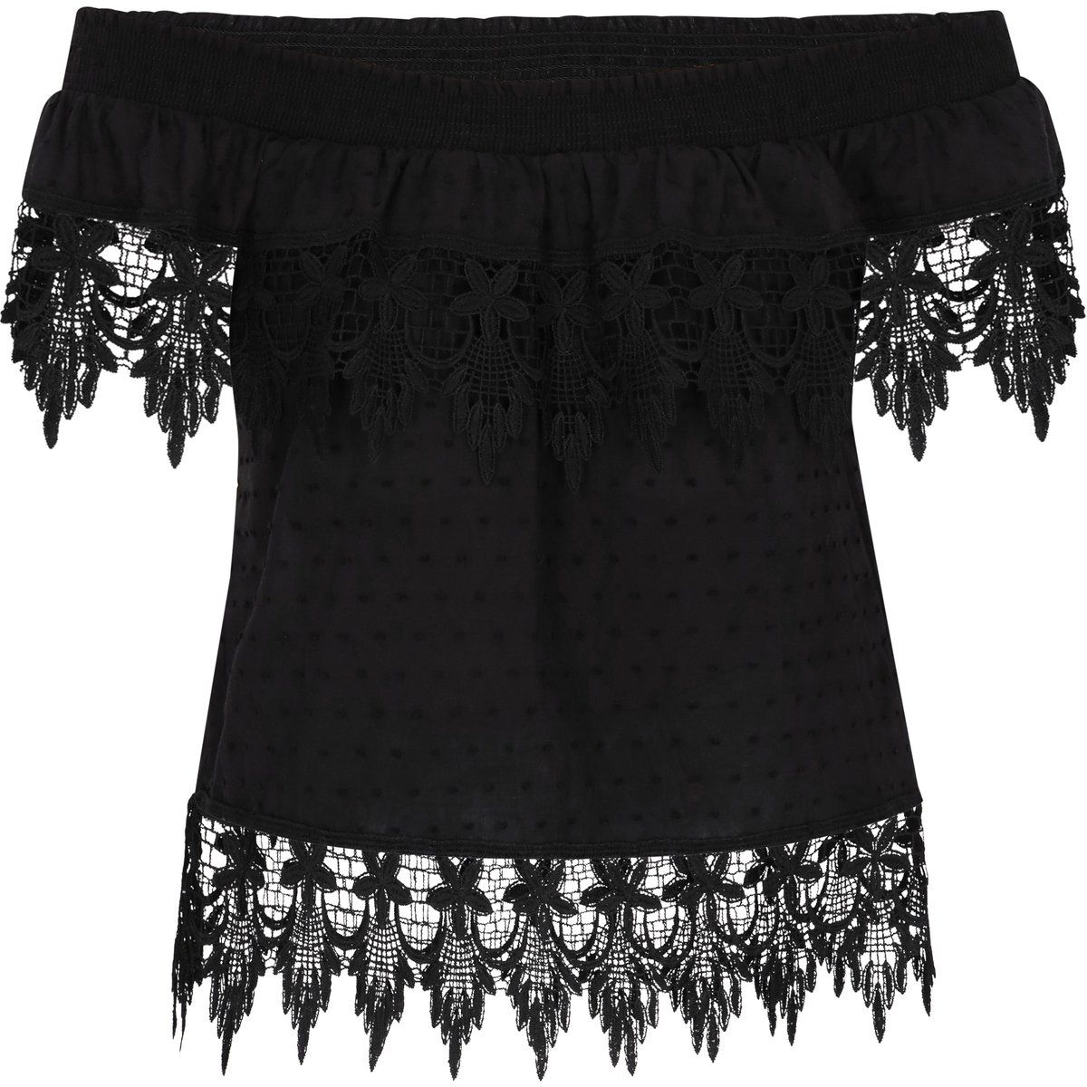 Schulterfreie Boho-Bluse mit Spitze