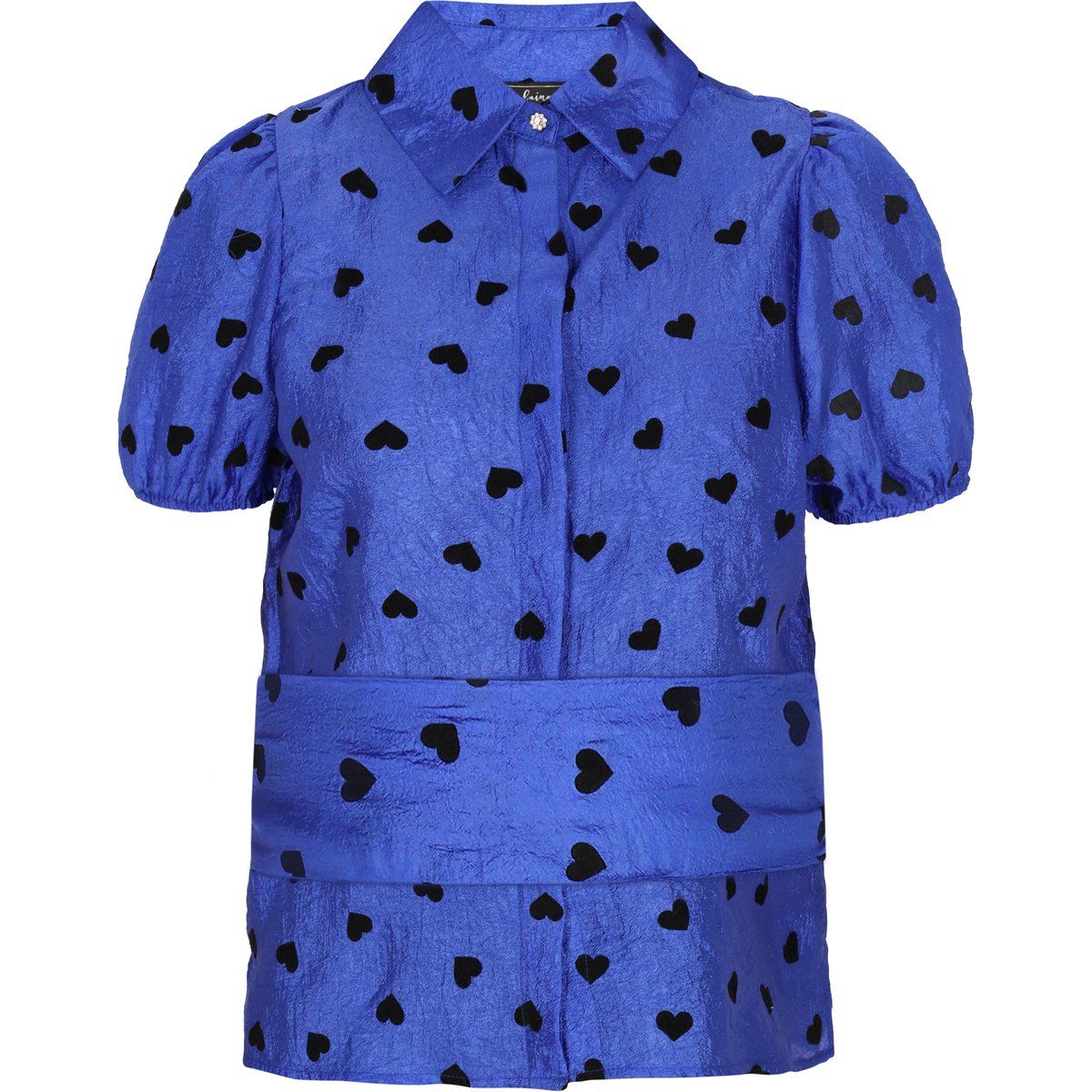 Puffärmel-Bluse mit Herz-Print