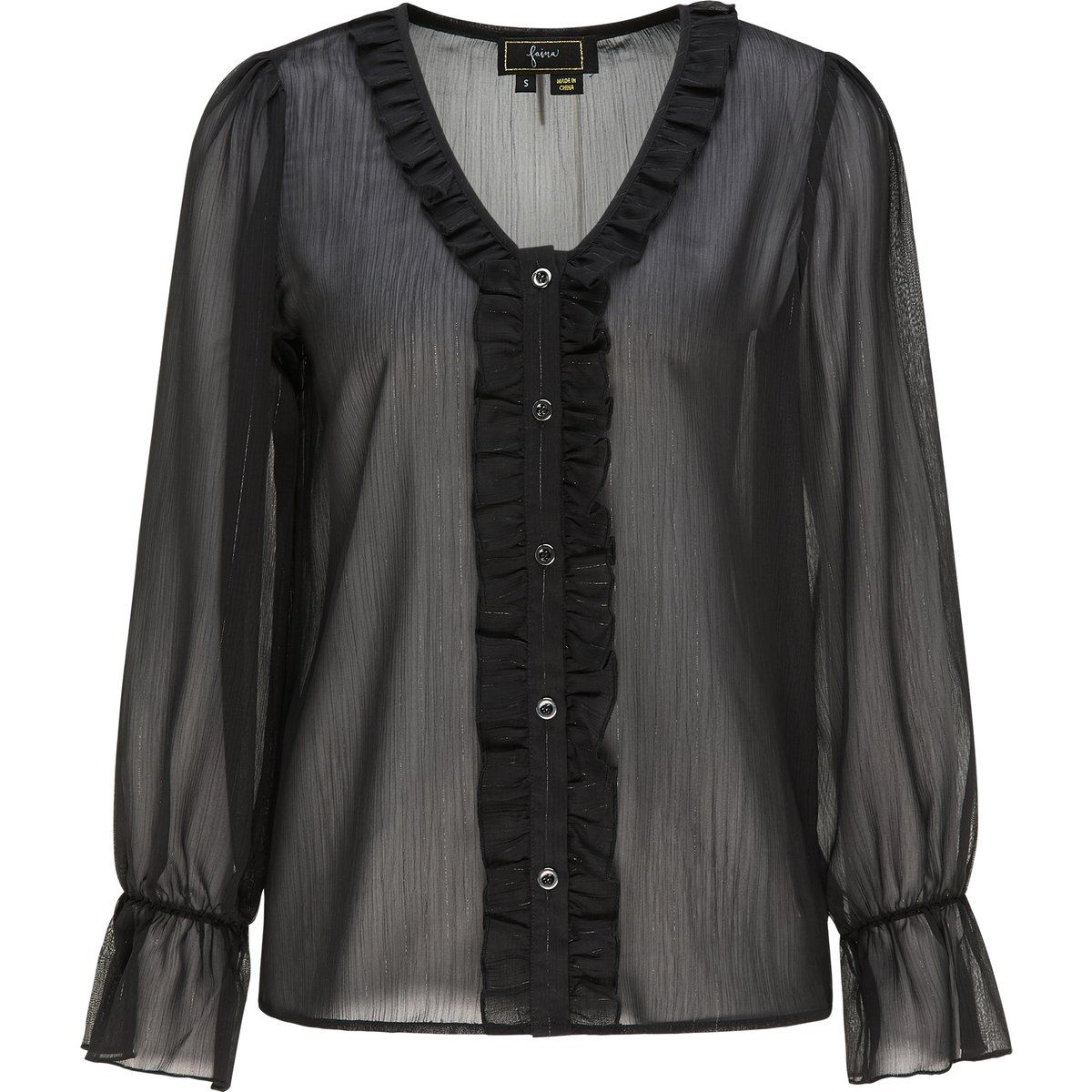 Elegante semitransparente Rüschenbluse