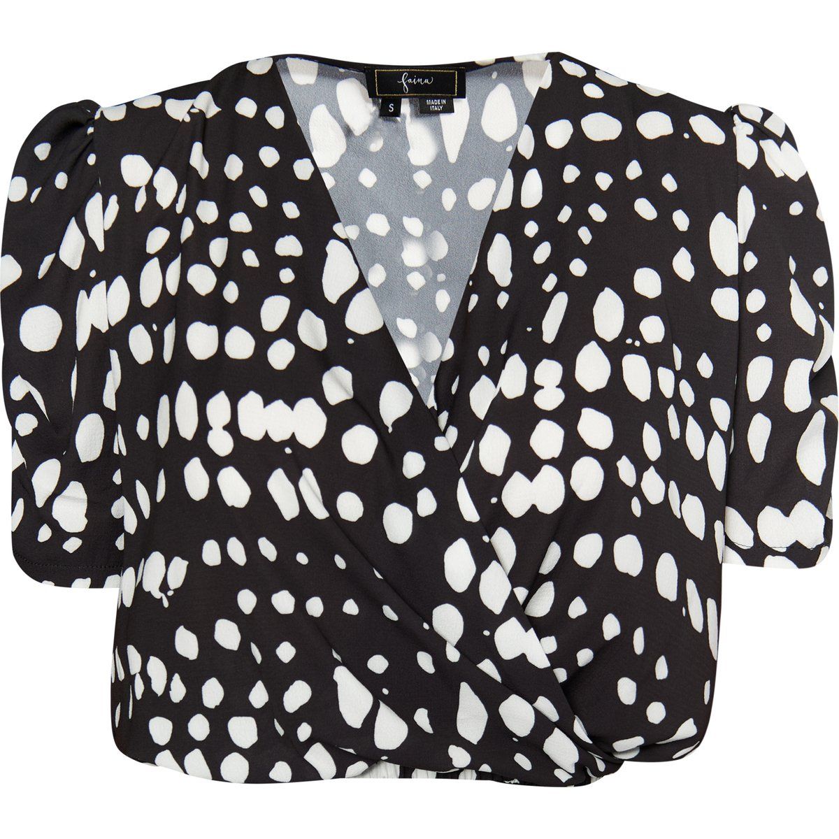 Wickelbluse mit kurzen Puffärmeln