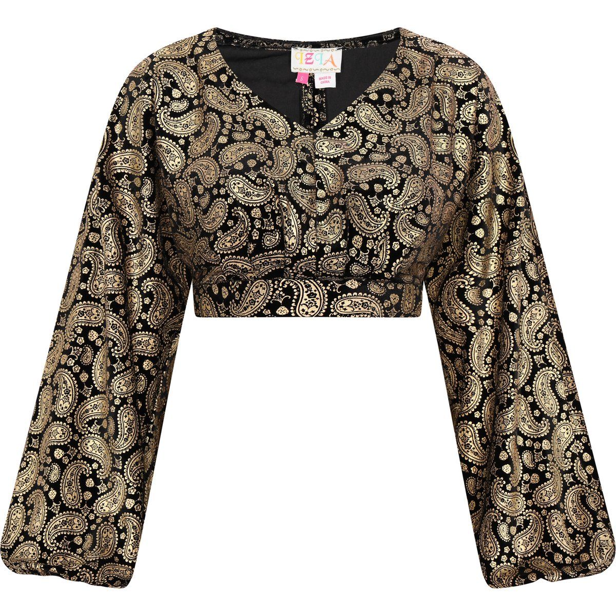 Kurze Bluse mit Paisley-Muster