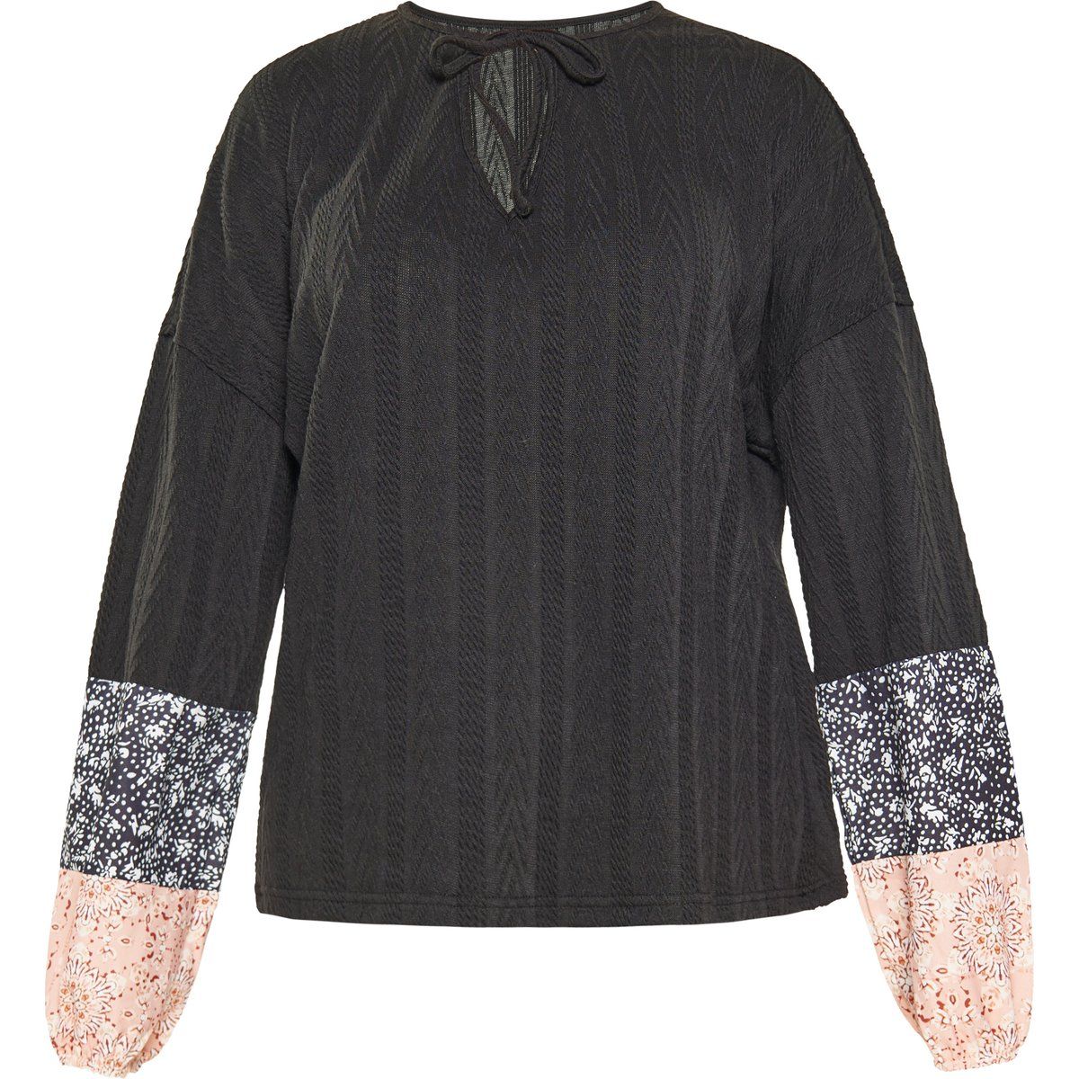 Boho-Bluse mit gemusterten Laternenärmeln