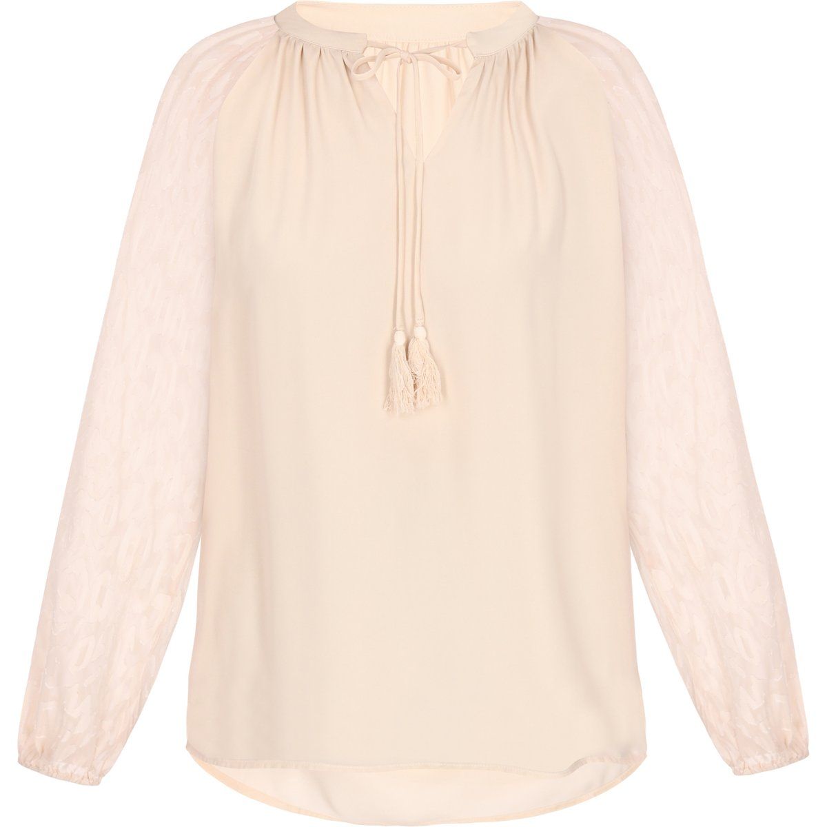 Bluse mit Quasten und Chiffon-Ärmeln
