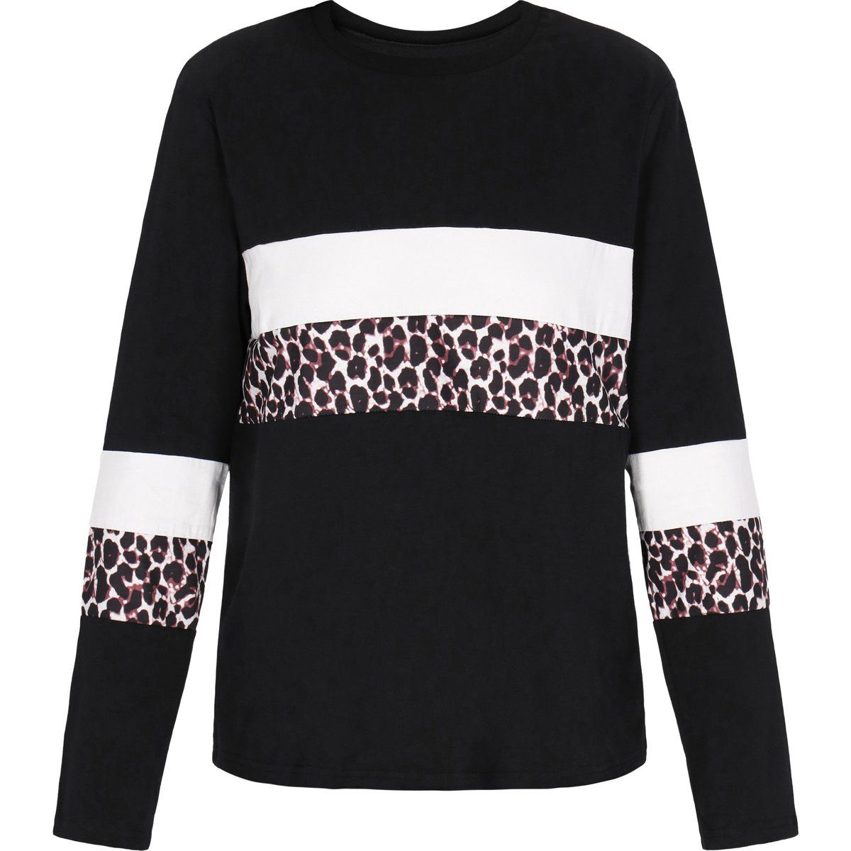 Langarm-Top mit Leoparden-Patchwork