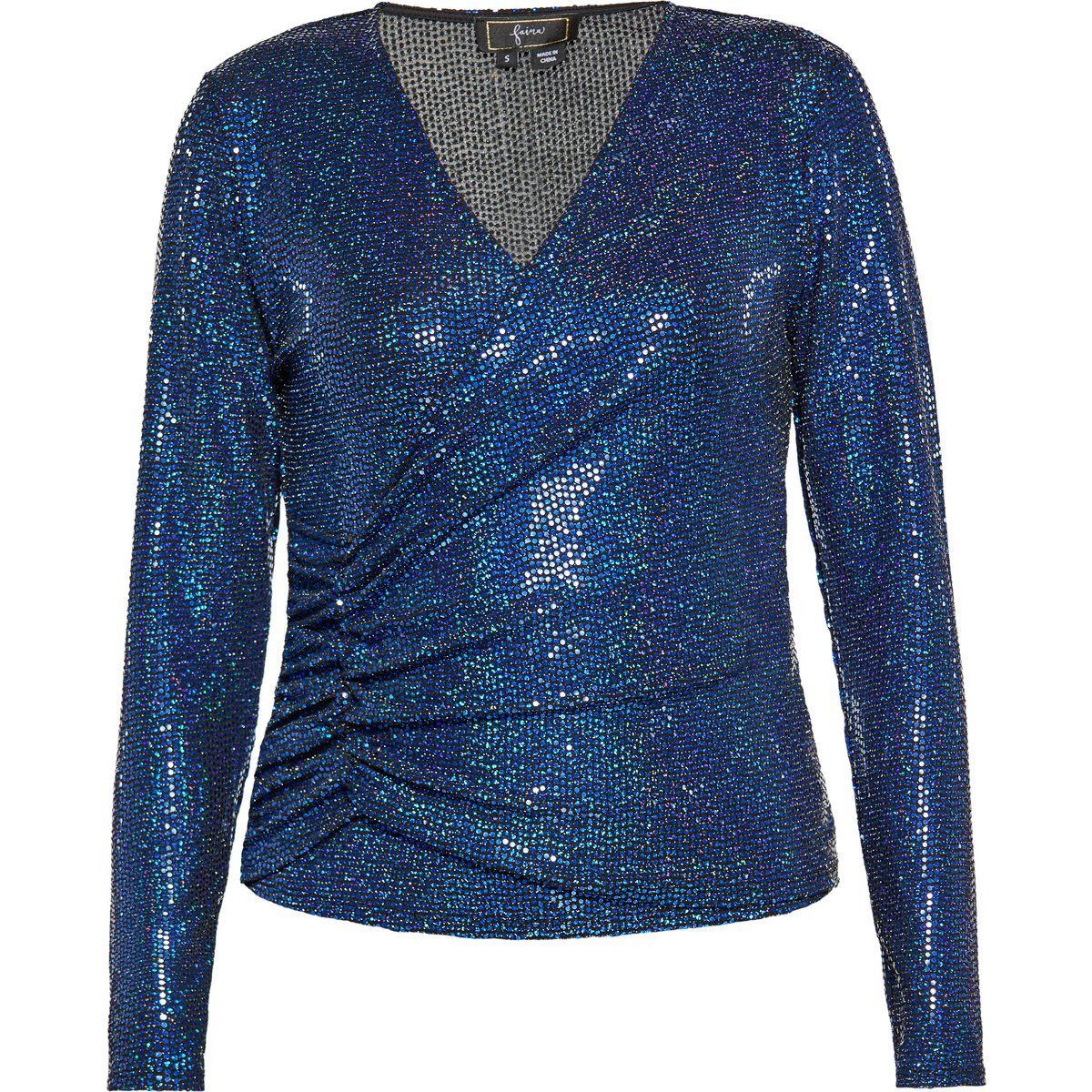 Pailletten-Bluse mit V-Ausschnitt