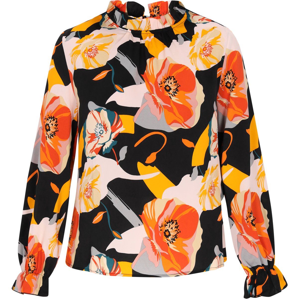 Bluse mit Blumenprint und Laternenärmeln