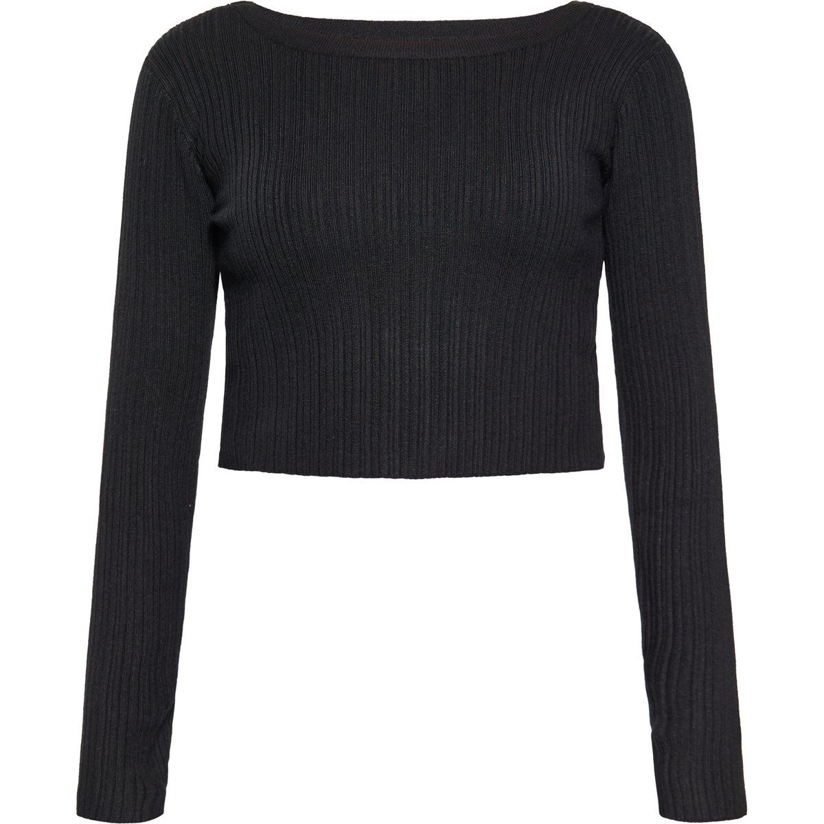 Geripptes Cropped-Top mit Rückenausschnitt
