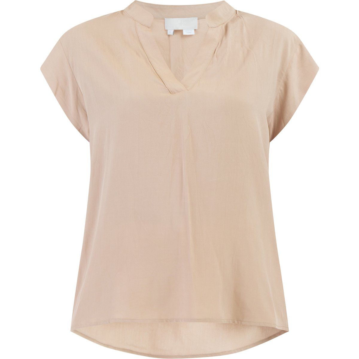 Viskose-Bluse mit V-Ausschnitt und Ärmelansätzen