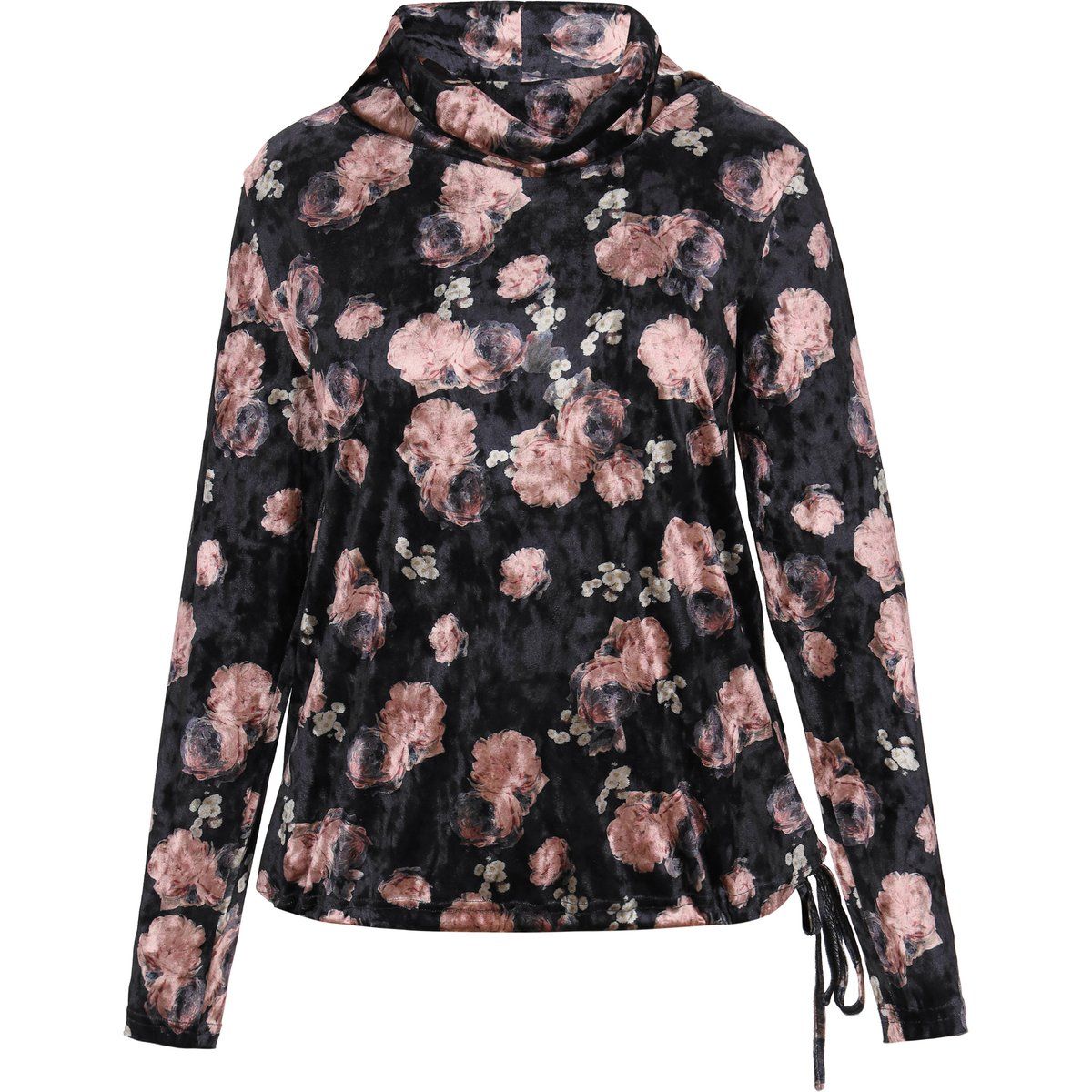 Florale Samtbluse mit Wasserfallausschnitt