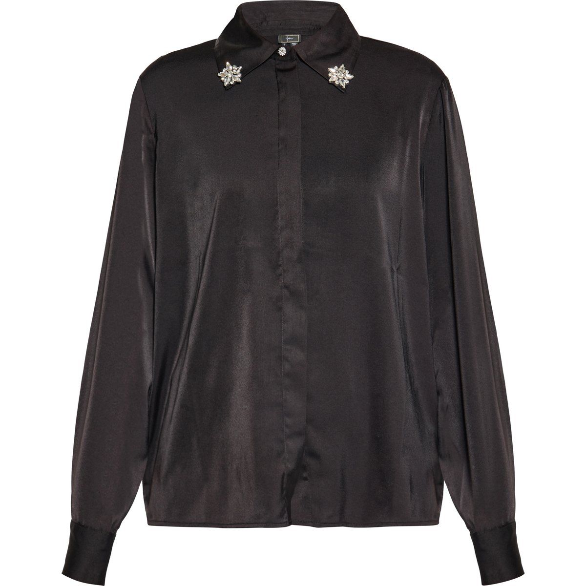 Satinbluse mit Kristallverzierung
