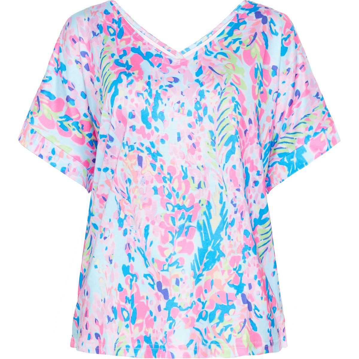 Farbenfrohe Bluse mit abstraktem Blumenmuster