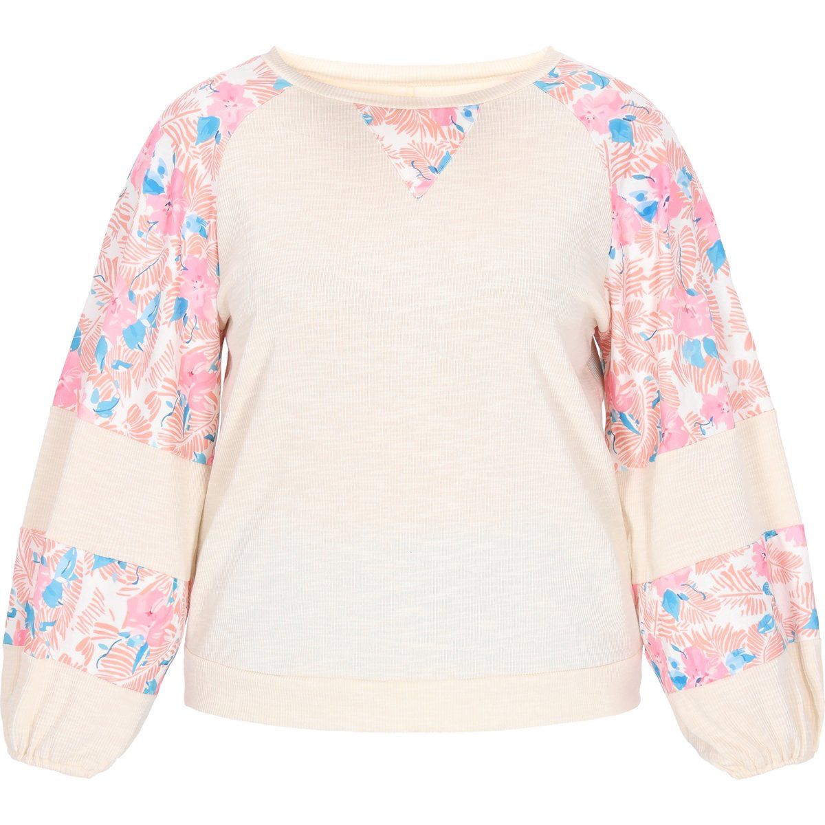 Raglan-Oberteil mit floralem Patchwork