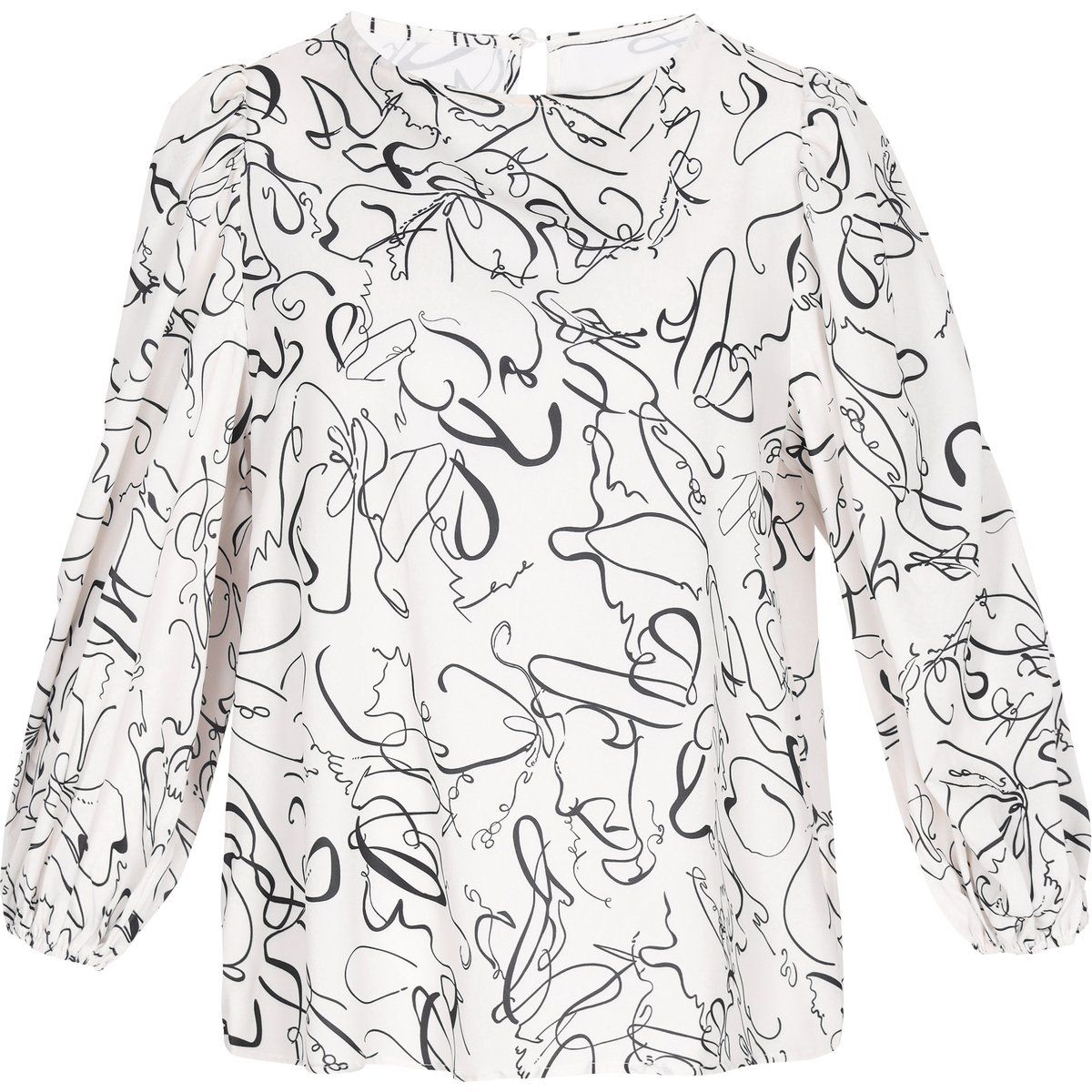 Bluse mit abstraktem Print und Laternenärmeln