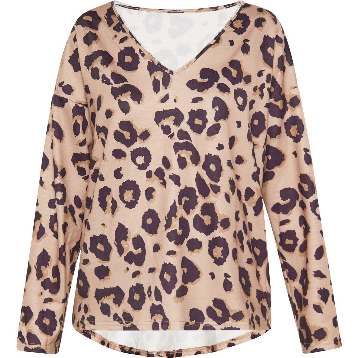 Oberteil mit V-Ausschnitt und Leopardenprint