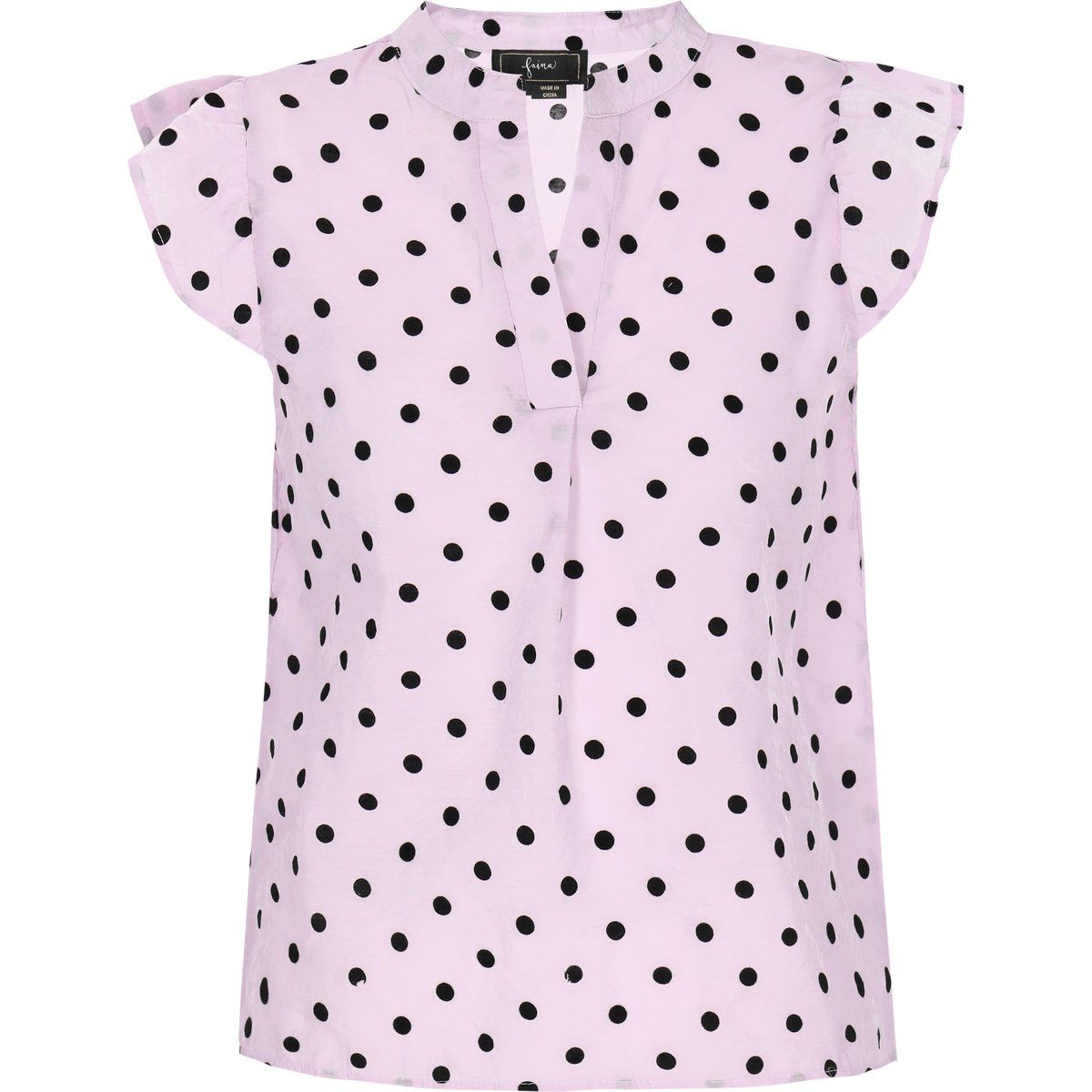 Polka-Dot-Bluse mit Flügelärmeln