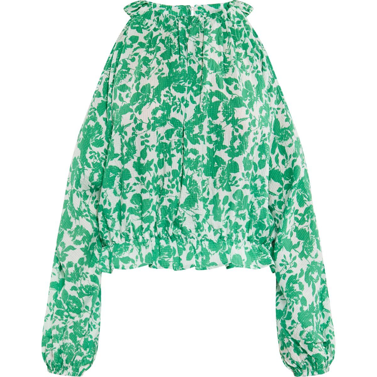 Bluse mit Blumenmuster und Smokbund