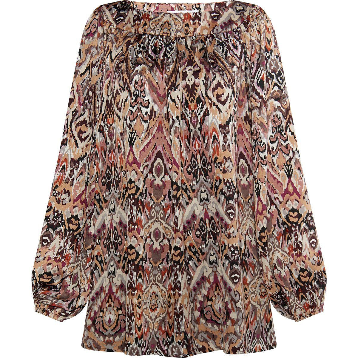 Fließende Ikat-Print Tunika Bluse