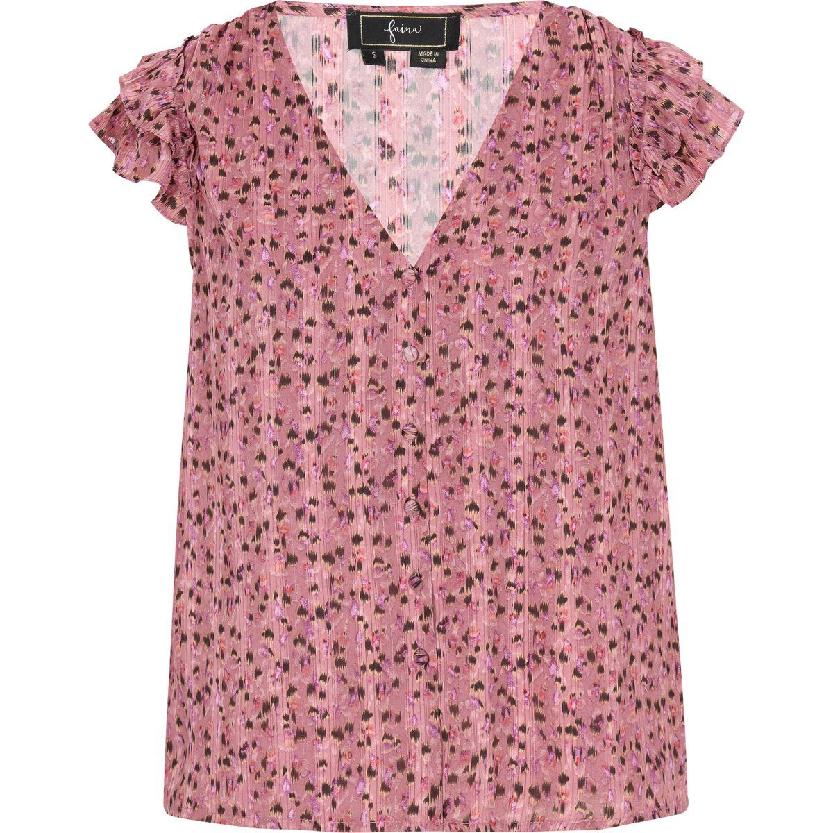 Bluse mit Leopardenmuster und Rüschenärmeln