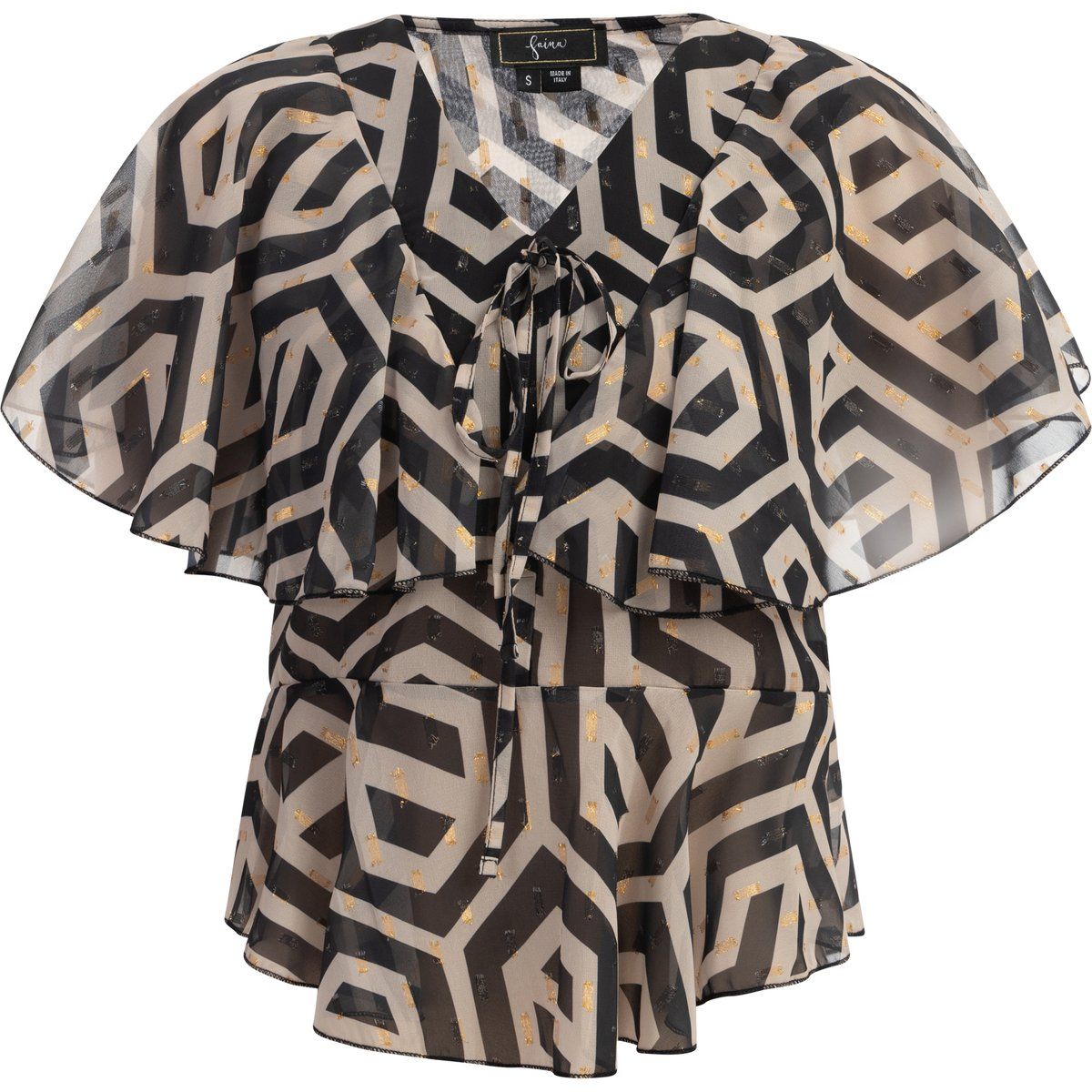 Schößchenbluse mit geometrischem Print