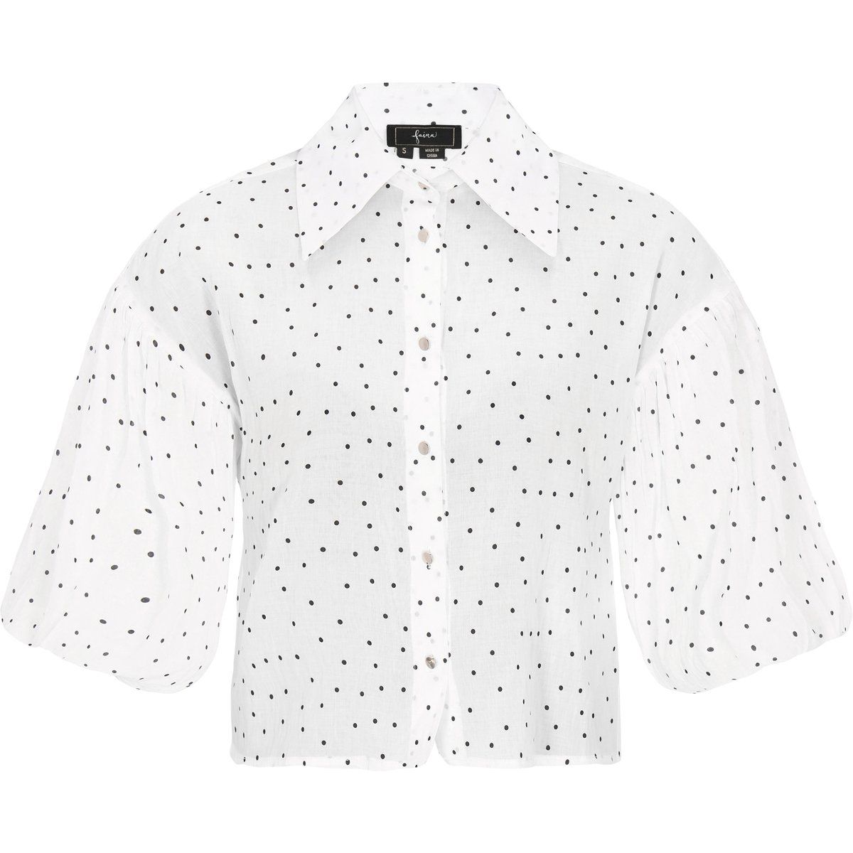 Polka-Dot-Bluse mit Puffärmeln