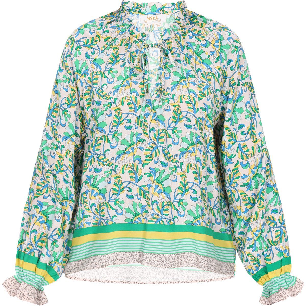 Boho-Bluse mit Blumenmuster und Bindeband
