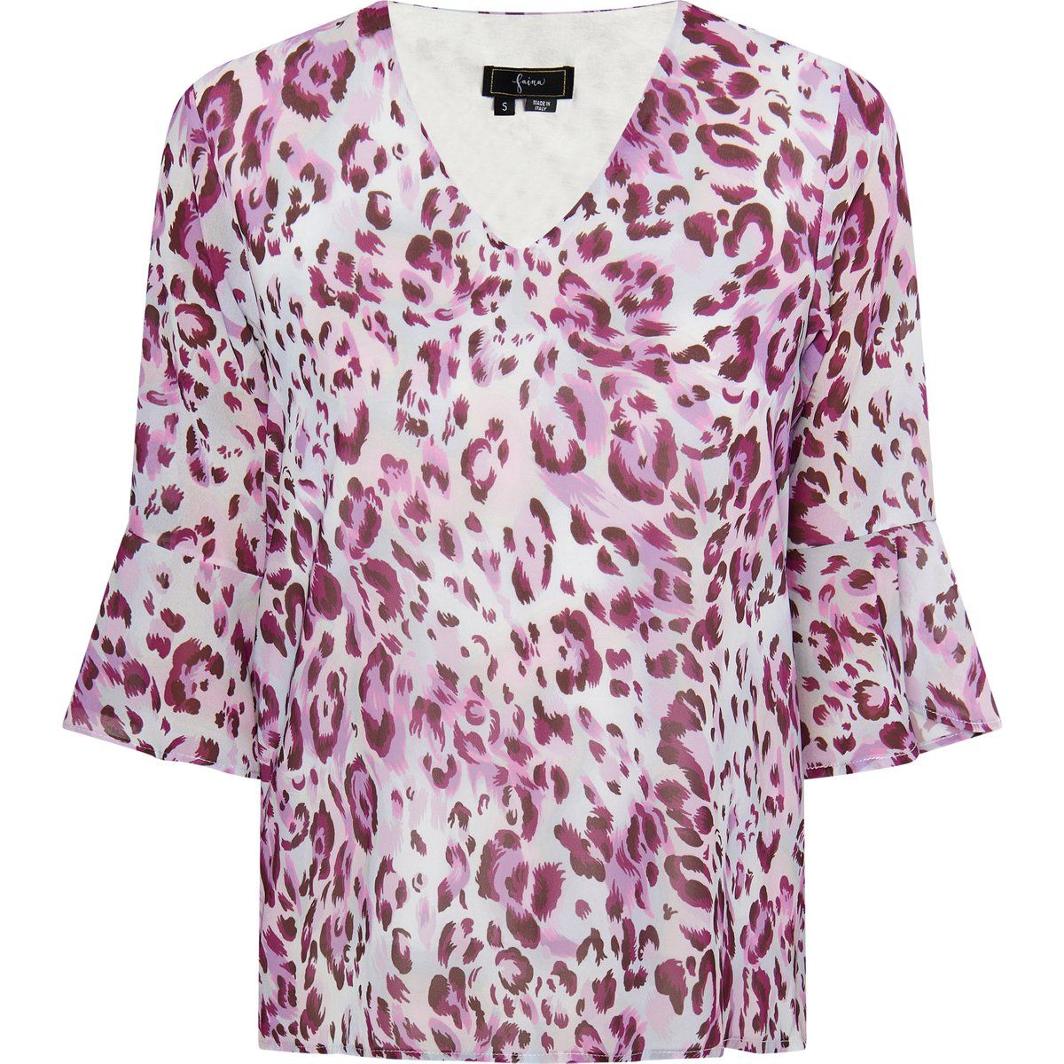 Leoparden-Bluse mit Volant-Ärmeln