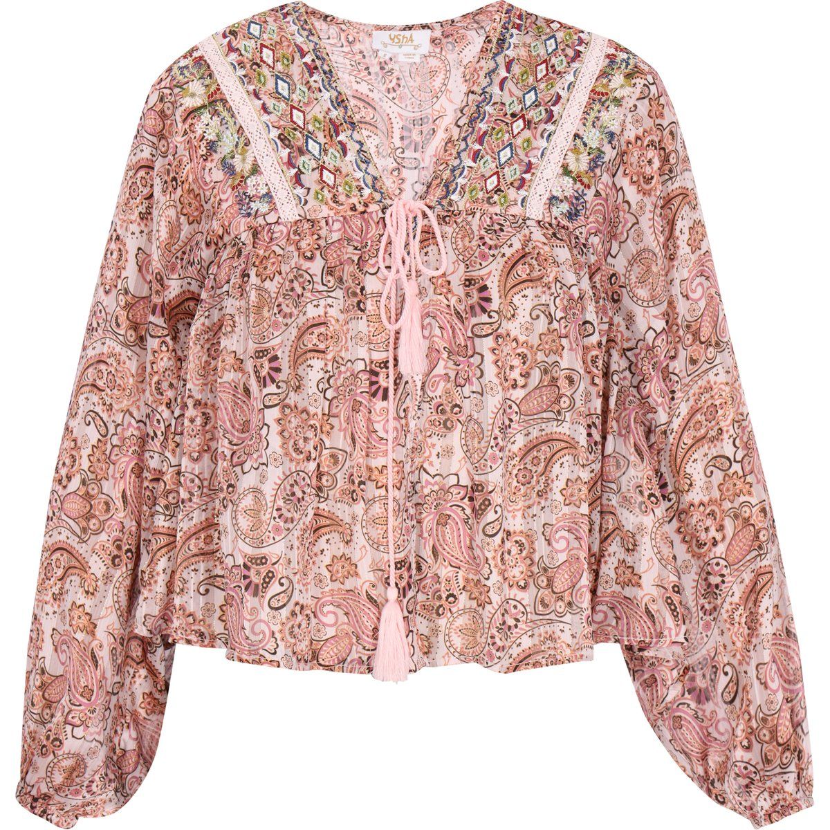 Boho-Bluse mit Paisley und Stickereien